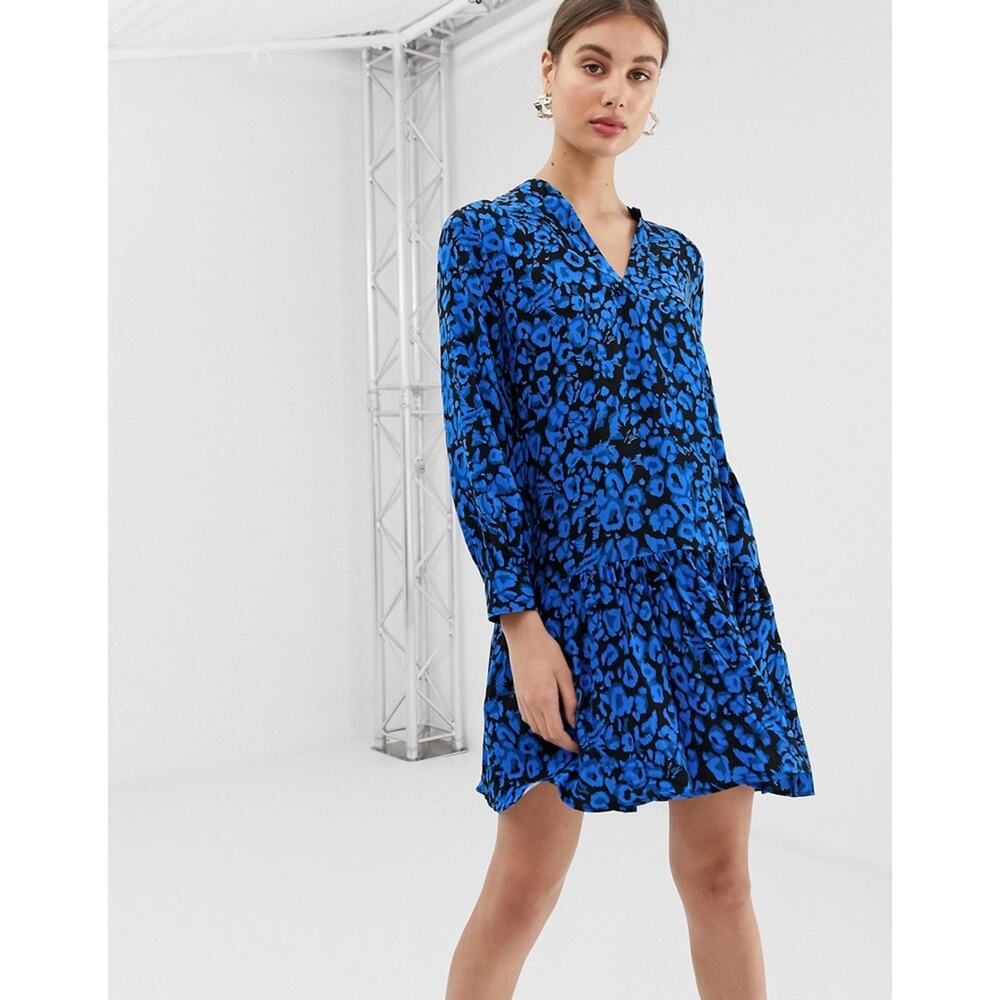 Whistles Drop Waist Dress In Jungle Cat Print